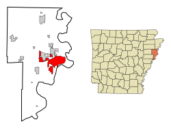 Crittenden County Arkansas Incorporated and Unincorporated areas West Memphis Highlighted